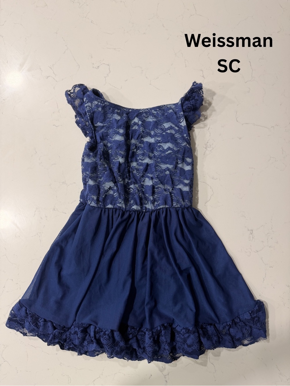 Weissman Girls' Royal Blue Lace Bodice Chiffon Skirt Dress